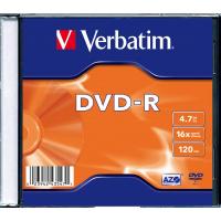 Диск DVD Verbatim 4.7Gb 16X SlimBox 1шт MatteSilv AZO Фото