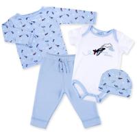 Набор детской одежды Luvena Fortuna для мальчиков :человечек, штанишки, кофточка и шап Фото