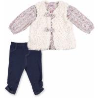 Набор детской одежды Luvena Fortuna для девочек: кофточка, штанишки и меховая жилетк Фото