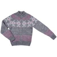 Кофта детская Tossy вязаная на молнии серая с орнаментом Фото