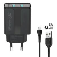 Зарядное устройство Grand-X CH-15UMB (5V/2,1A + DC cable 2,4А USB -> Micro USB Фото