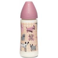 Бутылочка для кормления Suavinex Истории щенков 360 мл розовая Фото