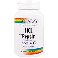 Пробиотики Solaray Бетаин HCL и Пеппсин, HCL with Pepsin, 650 мг, 10 Фото
