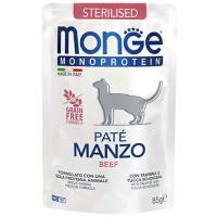 Паштет для кошек Monge Cat Monoprotein Sterilised говядина 85 г Фото