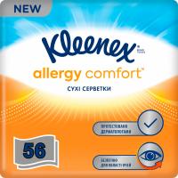 Салфетки косметические Kleenex Allergy Comfort 3 шари в коробці 56 шт. Фото