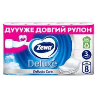 Туалетний папір Zewa Deluxe білий 3 шари 8 рулонів Фото
