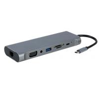 Концентратор Cablexpert USB-C 8-in-1 USB3.0/HDMI/DP/VGA/PD/CR/1Gbit/audio Фото