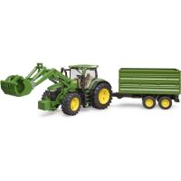 Спецтехника Bruder трактор John Deere 7R 350 с погрузчиком и прицепом Фото