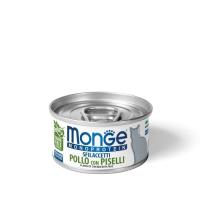 Консервы для кошек Monge Cat Monoprotein мясные хлопья с курицей и горошком Фото