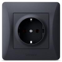 Розетка Videx BINERA 1ая с заземлением черн Фото