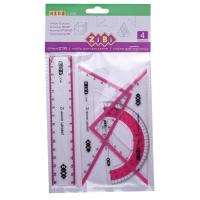 Линейка ZiBi Комплект: Линейка 15см, 2 угольника, транспортир, Фото