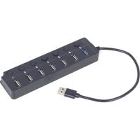 Концентратор Gembird 7 ports (1xUSB3.1+6xUSB2.0) switch black Фото