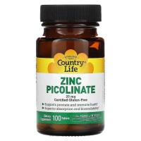 Мінерали Country Life Цинк піколінат 25 мг, Zinc Picolinate, 100 таблето Фото