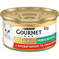 Вологий корм для кішок Purina Gourmet Gold. Ніжні биточки з яловичиною і томатами 85 г Фото