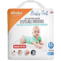 Пелюшки для малюків Akuku Baby Soft 40 x 60 см, 15 шт Фото
