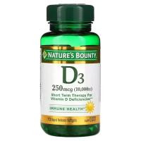 Витамин Nature's Bounty Витамин D3 быстрого высвобождения, 10000 МЕ, 250 м Фото