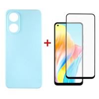 Чехол для мобильного телефона Dengos Kit for OPPO A78 4g case + glass (ice blue) Фото