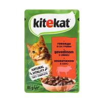 Вологий корм для кішок Kitekat з яловичиною в соусі 85 г Фото