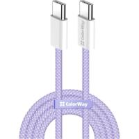 Дата кабель ColorWay USB-C to USB-C 1.0m 60W 3.0А purple Фото