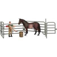 Фигурка Kids Team набор Ферма фермер, тёмно-гнедая лошадь Фото