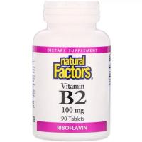Витамин Natural Factors Витамин В2, Рибофлавин, 100 мг, 90 Таблеток Фото