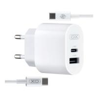 Зарядний пристрій XO L97 (1Type-C/1USB/2.4A) + Type-C - Type-C White Фото