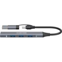 Концентратор Canyon USB-C/A 4-in-1 1xUSB 3.0 + 3xUSB 2.0 gray Фото
