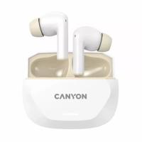 Навушники Canyon Hexagon 7 TWS ANC+ENC Wireless Charge White/Beige Фото
