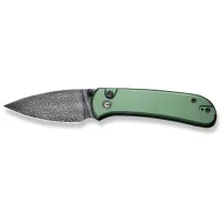 Ніж Civivi Qubit, Green Aluminum, Damascus Фото