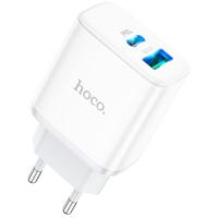 Зарядний пристрій HOCO C105A Stage 1xUSB-C PD20W + 1xUSB QC3.0 White Фото