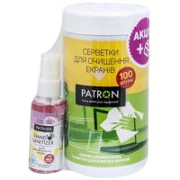 Універсальний чистячий набір Patron Screen wipes 100pcs F3-027 + Hand sanitizer 50ml Фото
