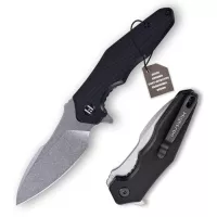 Нож Hightron Mini Ventura, D2, G10, чорний, сталевий stonewash Фото