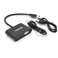 Переходник VEGGIEG HDMI M to VGA F + HDMI F 0.25m black Фото