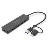 Концентратор Digitus USB-C + USB-A to 4xUSB-A 0.2m black Фото