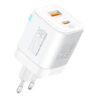 Зарядний пристрій Promate USBC PD25W + USBA QC3.0 18W White Фото