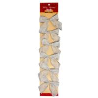 Прикраса декоративна Chomik бант текстильний 6 шт, 10 см, біло-сріблястий Фото