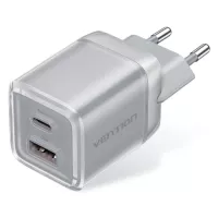 Зарядний пристрій Vention 1xUSB-C PD70W + 1xUSB QC3.0 22.5W GaN transparent Фото