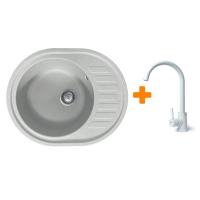 Мийка кухонна Adamant Ovum Old stone + змішувач Фото