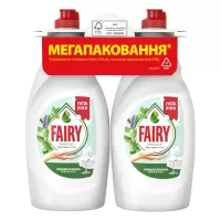 Засіб для ручного миття посуду Fairy Sensitive Чайне дерево і м'ята 2 х 750 мл Фото