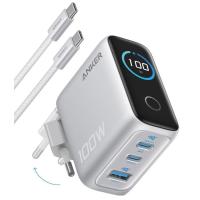 Зарядний пристрій Anker 2xUSB-C PD100W + 1xUSB GaN w Display + cable USB-C Фото