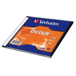 Диск DVD Verbatim 4.7Gb 16X SlimBox 1шт MatteSilv AZO Фото 1