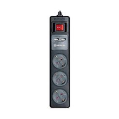 Сетевой удлинитель REAL-EL RS-3 USB CHARGE 1.8m, black Фото