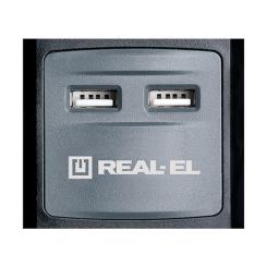 Сетевой удлинитель REAL-EL RS-3 USB CHARGE 1.8m, black Фото 1