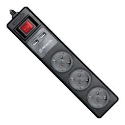 Сетевой удлинитель REAL-EL RS-3 USB CHARGE 1.8m, black Фото 3