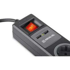 Сетевой удлинитель REAL-EL RS-3 USB CHARGE 1.8m, black Фото 6