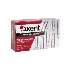 Скрепки канцелярские Axent rounded, nickel-plated, 78 мм, 50 шт. Фото 1