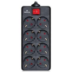 Сетевой фильтр питания REAL-EL REAL-EL RS-8 PROTECT, 3m, black Фото