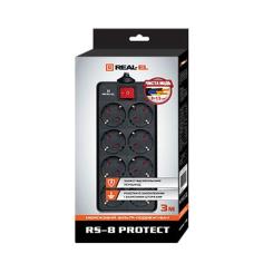 Сетевой фильтр питания REAL-EL REAL-EL RS-8 PROTECT, 3m, black Фото 1