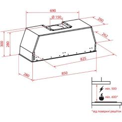 Вытяжка кухонная Weilor PPE 8230 SS 1000 LED Фото 9