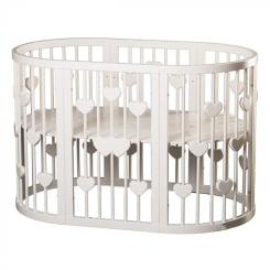Кроватка Ingvart SMART BED ROUND с сердечками молочный Фото